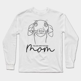 Italian Greyhound mom; with cute cartoon IGGY black line art. Long Sleeve T-Shirt